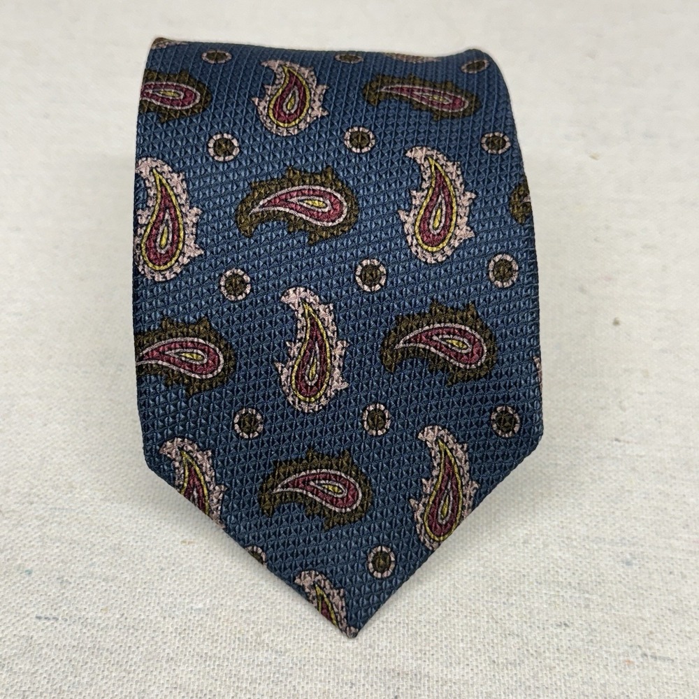 Britches of Georgetowne Paisley Tie Mens OS Blue Silk Hand Tailored USA Classic